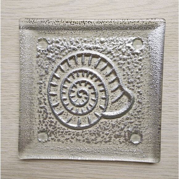 COASTERS-Glass-Clear-Silver-Sea Shells-Star Fish-Nautical-Square-Ocean-Beach - Picture 5 of 13